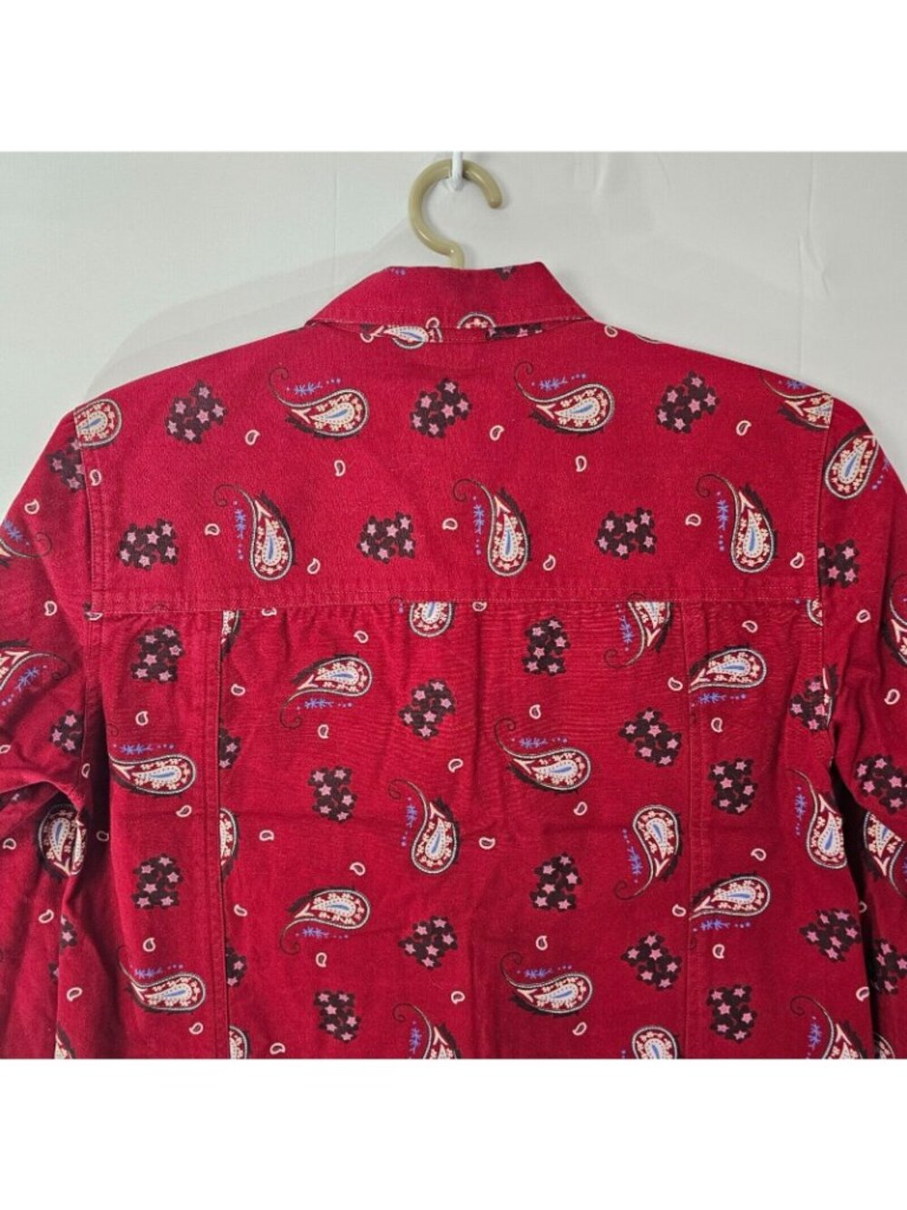 Cabelas Button Up Shirt Womens S Red Paisley Western Long Sleeve Cotton Top - Picture 5 of 9
